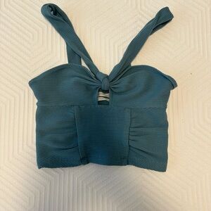 Teal Ribbed Crop Top